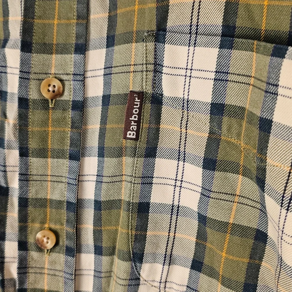 Barbour Mens Green‎ Plaid Tartan Long Sleeve Button Down Shirt XL